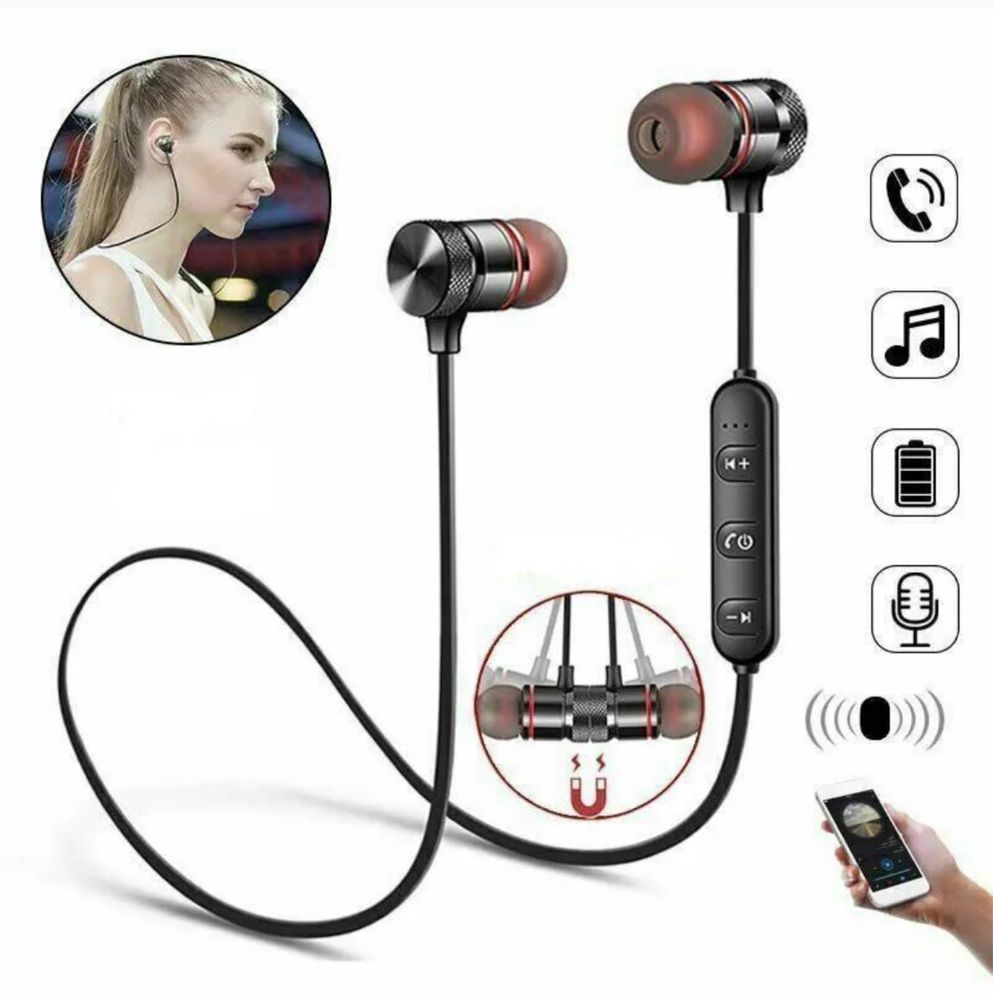 Bezprzewodowe słuchawki sportowe Bluetooth  Douszne na kablu
