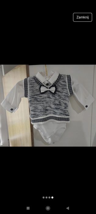 Garniturek ubranko do chrztu białe polarowe ciepłe