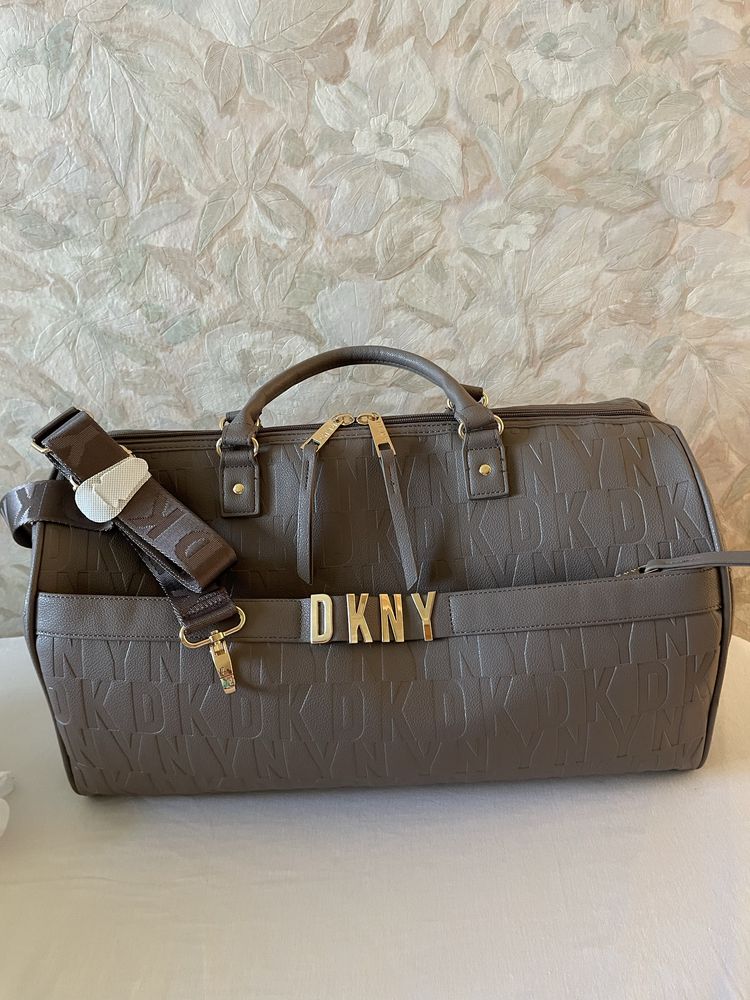 Torba podróżna DKNY oryginał złote dodatki. TAUPE