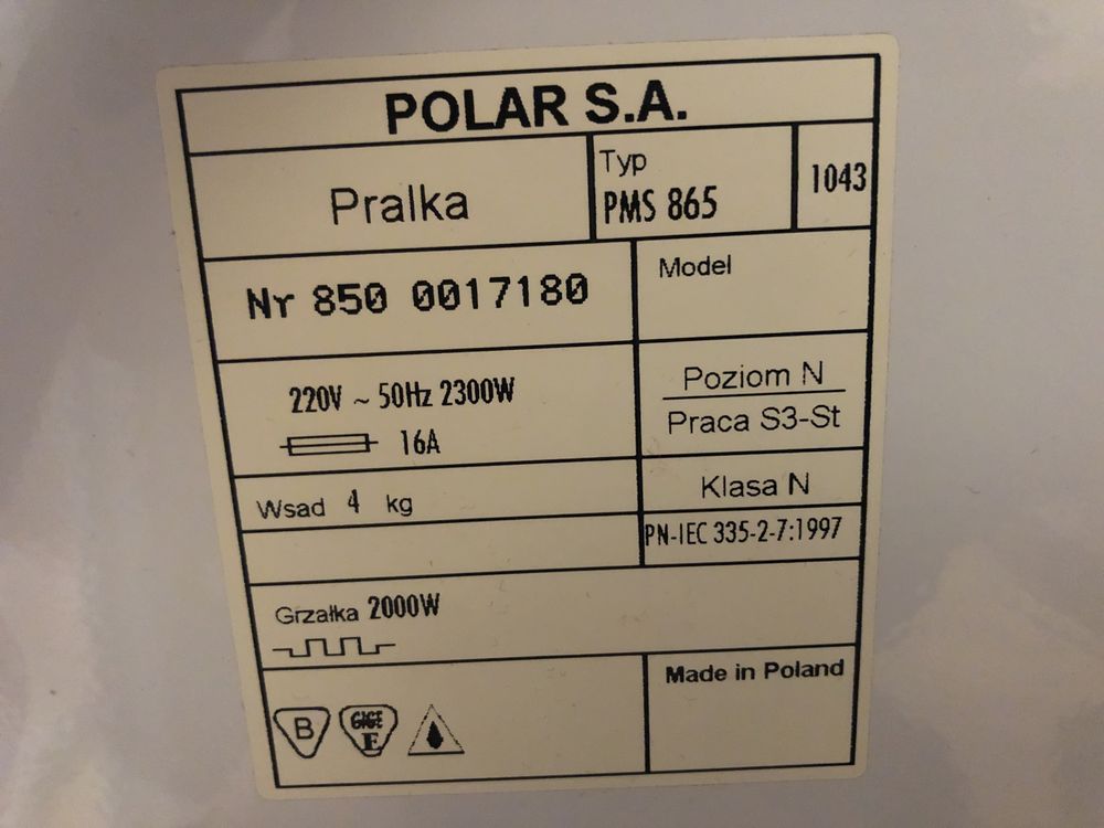 Pralka Polar PMS 865 Diana Kropla