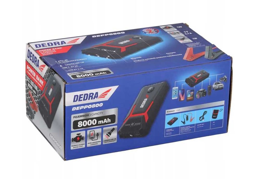 Urządzenie Rozruchowe Powerbank 8000 MAH DEPP0800 DEDRA