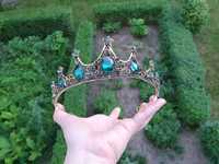 Gotycka korona tiara handmade zielono złoto czarna gothic lolita royal