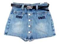Firmowe Miu  jeansowe szorty spódnico-spodenki  BEŻ też pinko   M/L