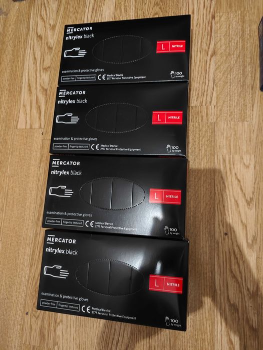 4X rękawiczki nitrylowe mocne nitrylex black 400sz mercator medical