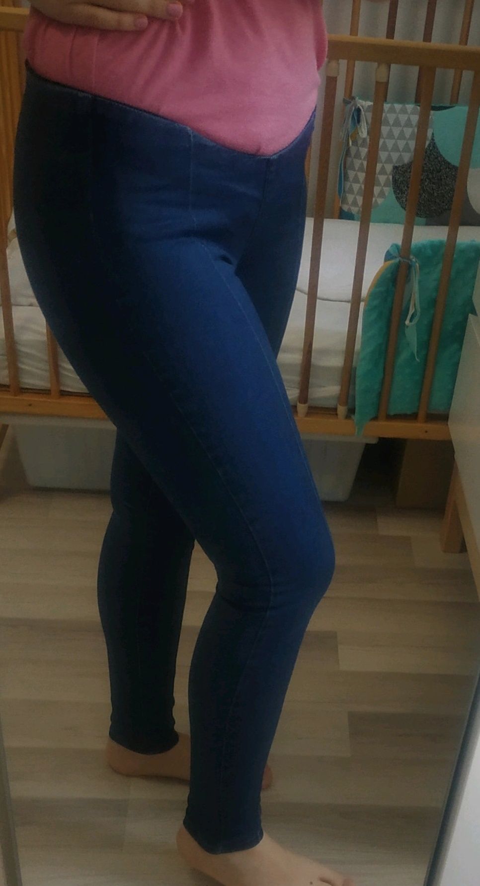 Spodnie ciążowe dżinsy niebieskie tregginsy dla mamy seraphine 34 xs z