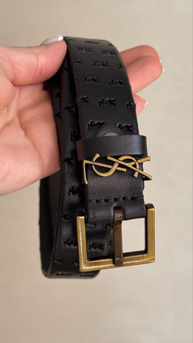 Кожаный пояс ремень ysl
