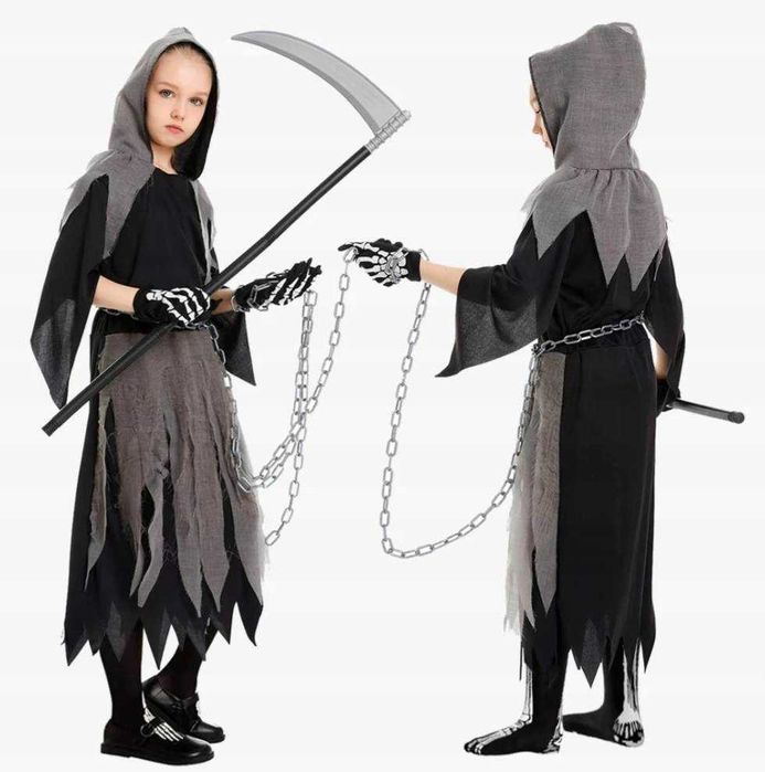 Strój kostuchy śmierć mroczny kosiarz HALLOWEEN KARNAWAŁ 110/116 Q236