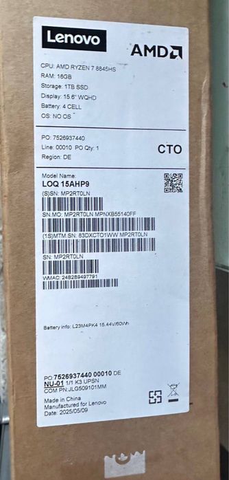 Lenovo LOQ Gen 9 (16" AMD) rtx 4050 | 16 gb ddr5 | 2к (2560 x 1440)