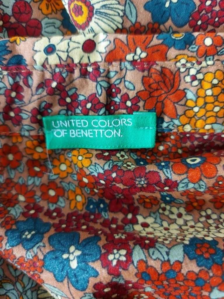 Koszula Benetton S kwiaty retro 100% bawełna stan bdb