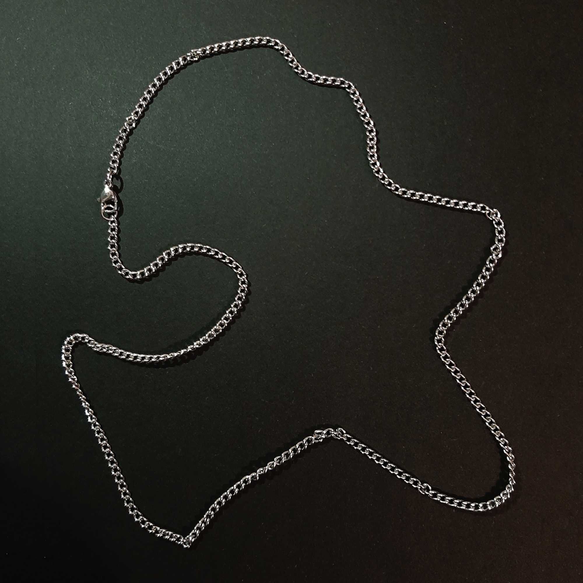 Łańcuszek tytanowy 60 cm długi łańcuch wisiorek naszyjnik srebrny
