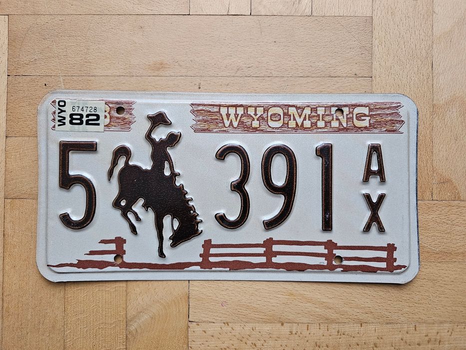 Tablica Wyoming USA 1982