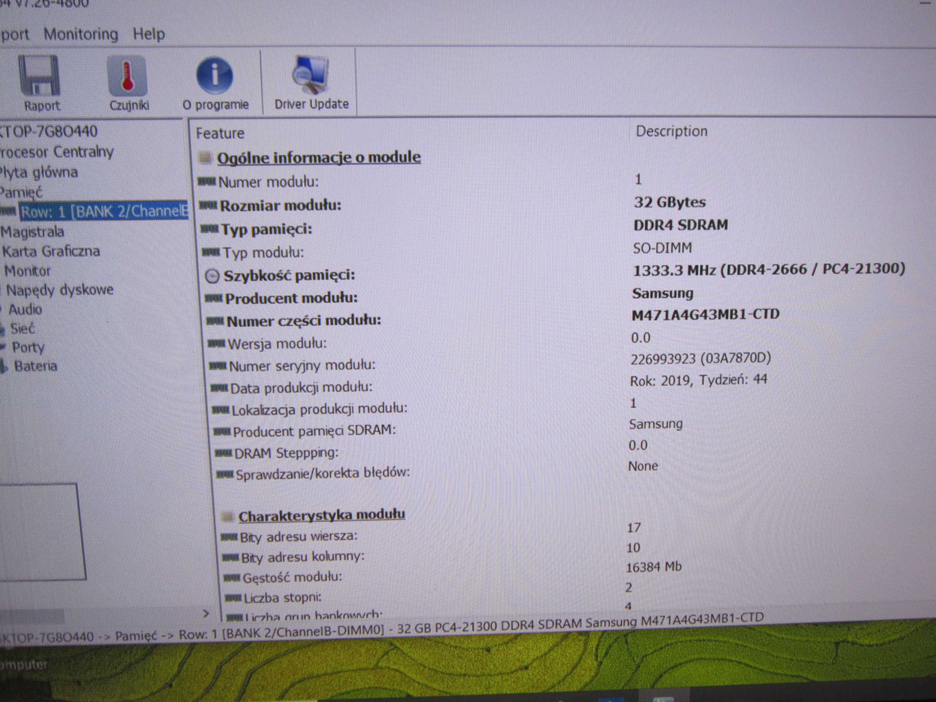 32 GB pamięć ram Laptop Samsung DDR4 PC4-2666V-SE1-11 M471A4G43MB1-CTD