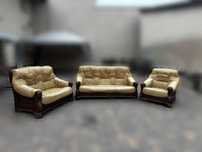 zestaw wypoczynkowy z naturalnej skóry Sofa 3+2+1