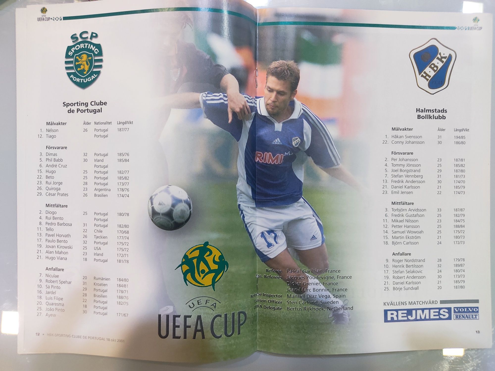 Programa oficial Halmstad Sporting UEFA 2001/02