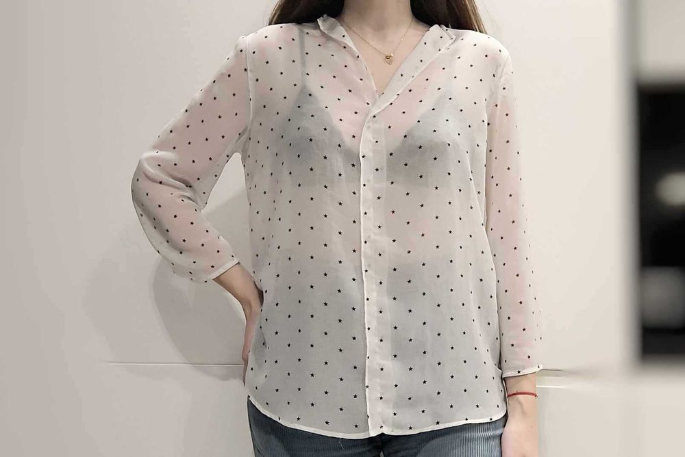 Koszula biała mgiełka Zara w gwiazdki