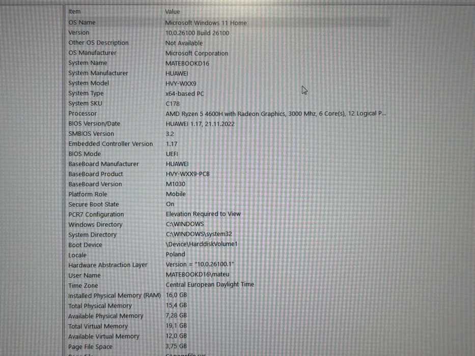 Huawei MateBook D16 – Ryzen 5 4600H / 16GB RAM / 512GB SSD / W11