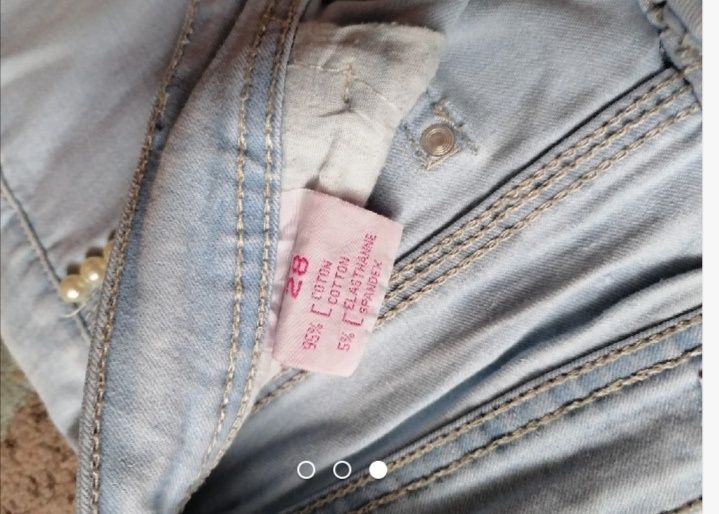 Spodenki szorty jeans z perełkami 28rozm