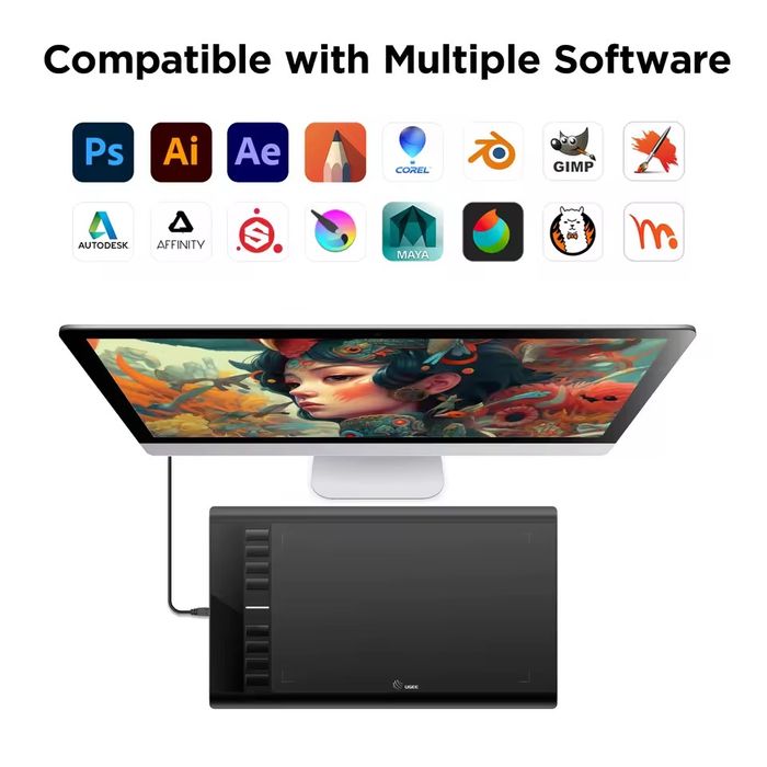 UGEE M708 графический планшет 10” с 8 клавишами + стилус 8192 уровней