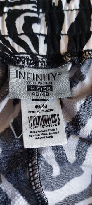 Nowe bez metki spodnie szerokie wysoki stan 46/48 Infinity modny wzór
