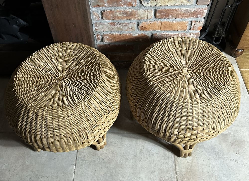 Pufka rattanowa okrągła