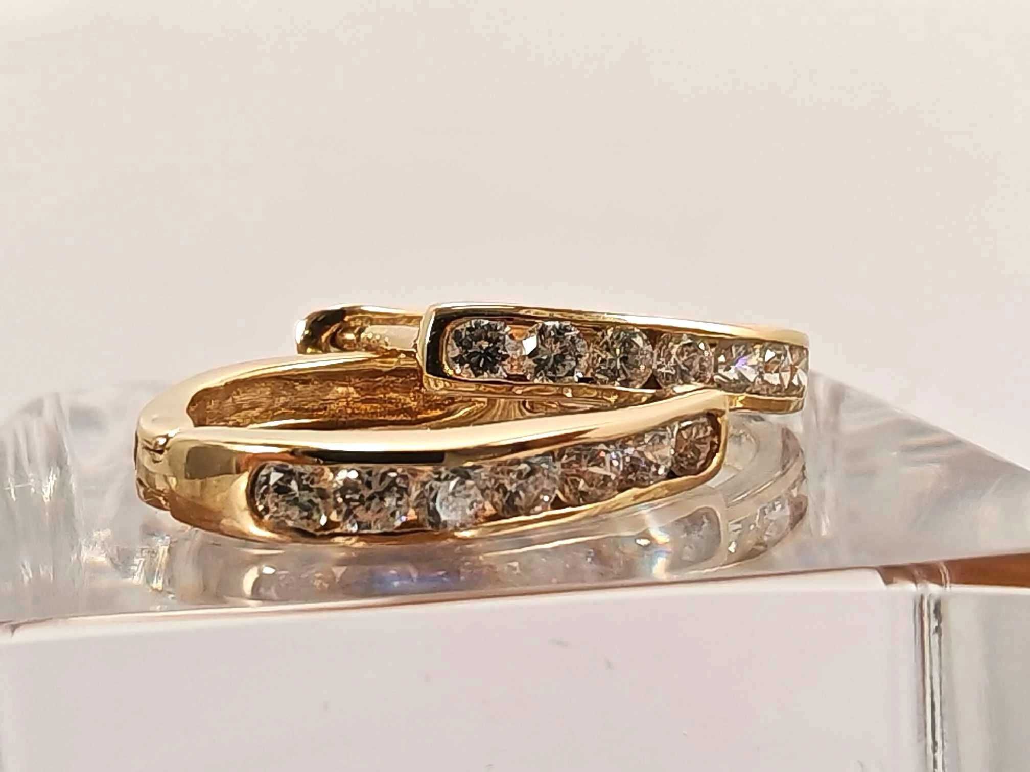 Złote kolczyki cyrkonie zatrzask 585 3,38g 3x18mm