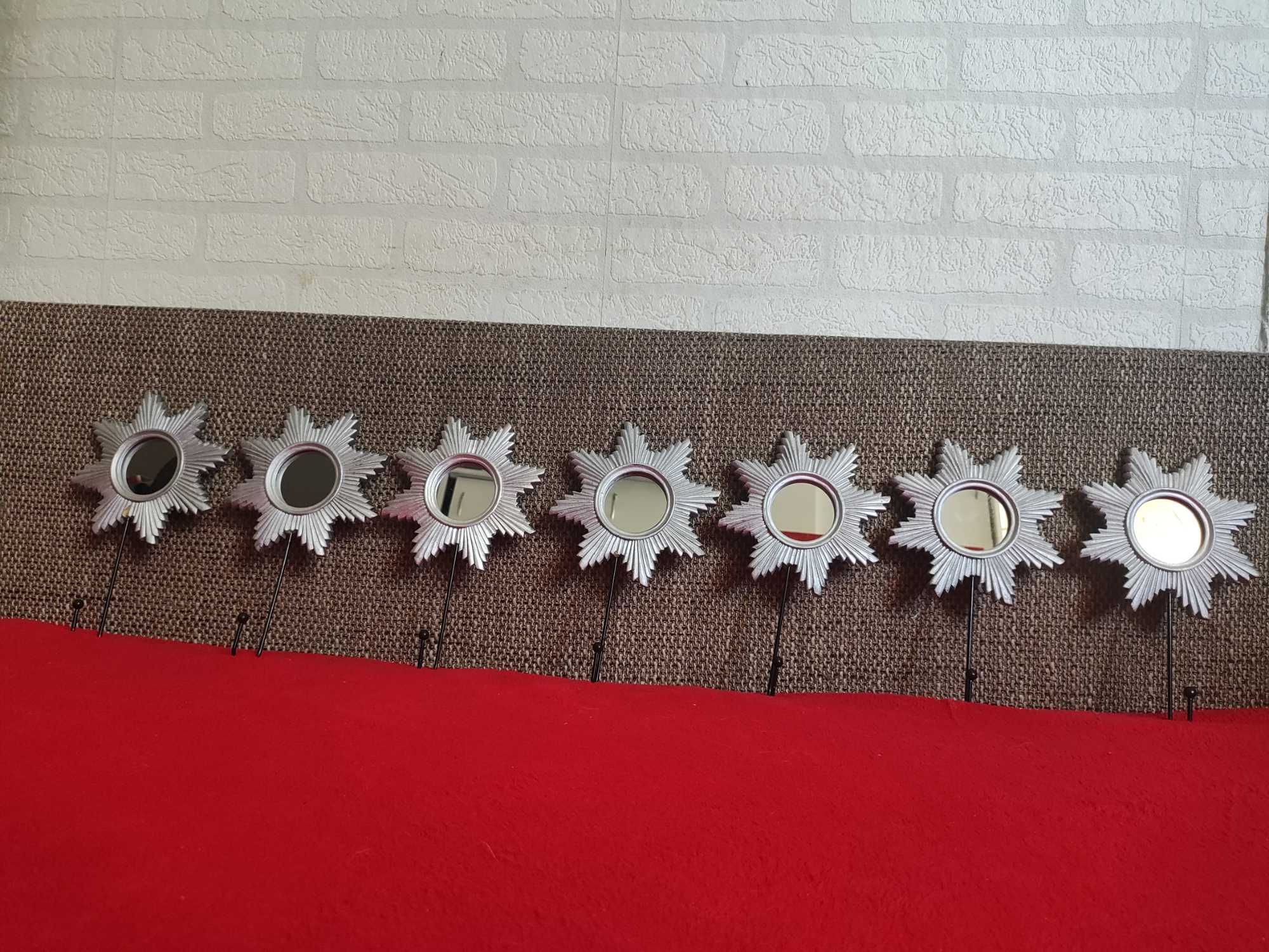 Lustro Lusterko Srebrne Okrągłe Lusterko Wieszak na ręczniki ozdobne