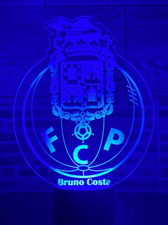 Candeeiro led com logotipo F.C.Porto e nome personalizado