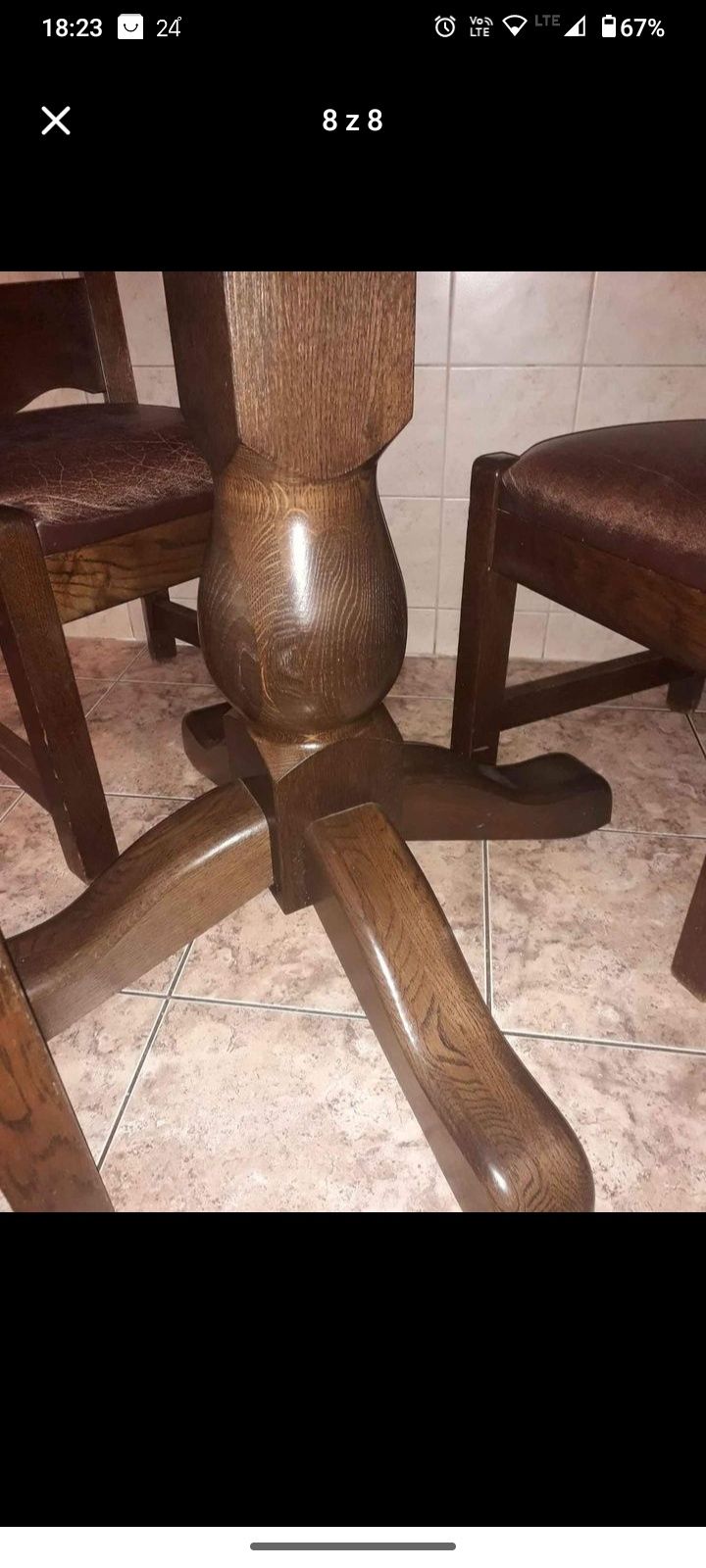Stół dębowy z krzesłami