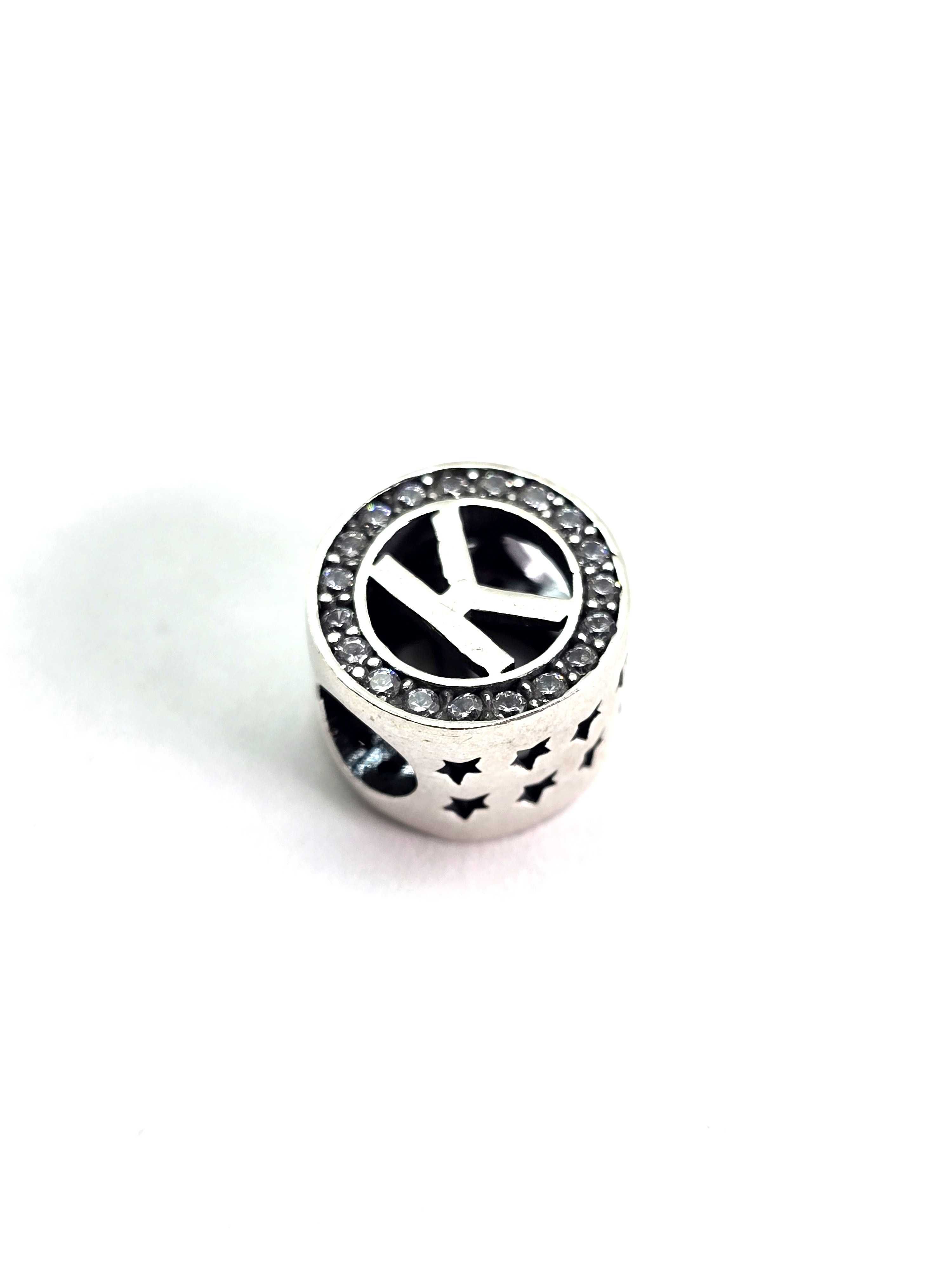 Srebrna zawieszka charms 925 literka 'K' - NOWA