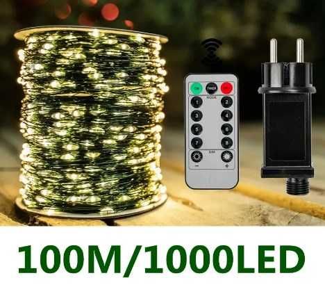 Світлодіодна гірлянда Капля роса 100 м 1000 led колір тепло білий