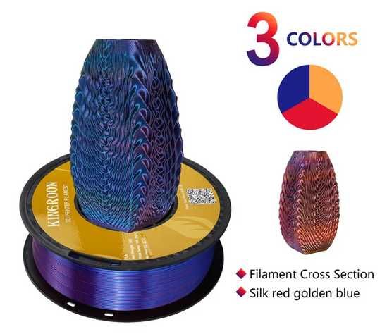 Filament wielkokolorowy red/Golden/Blue PLA SILK 1kg