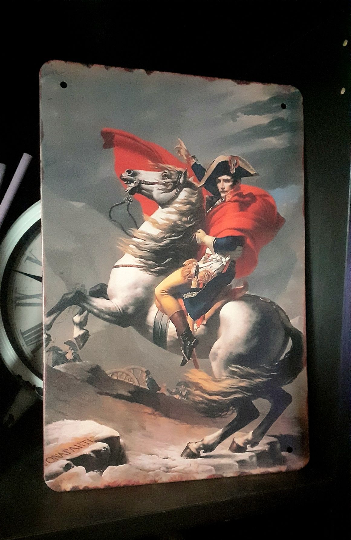 Chapa metal  Napoleão cruzando os Alpes 30 cm x 20 cm