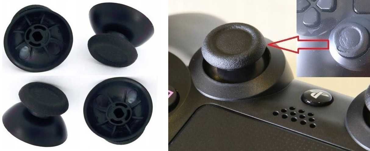 4x Czarny analog nakładka grzybek do pada PS4 * Serwis Wejherowo