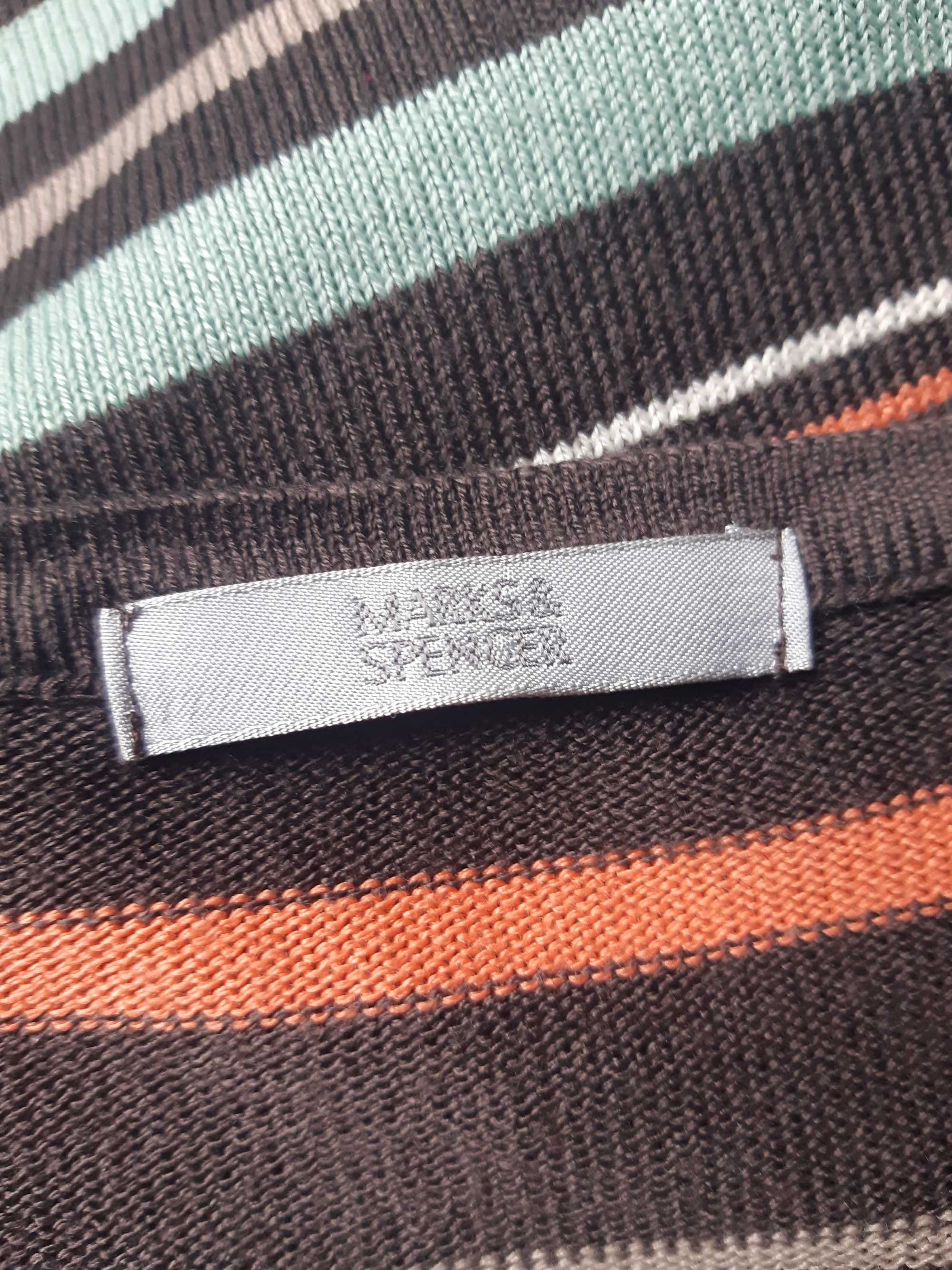 M&S Marks & Spencer lekki kopertowy kardigan sweter w paski 40 / L