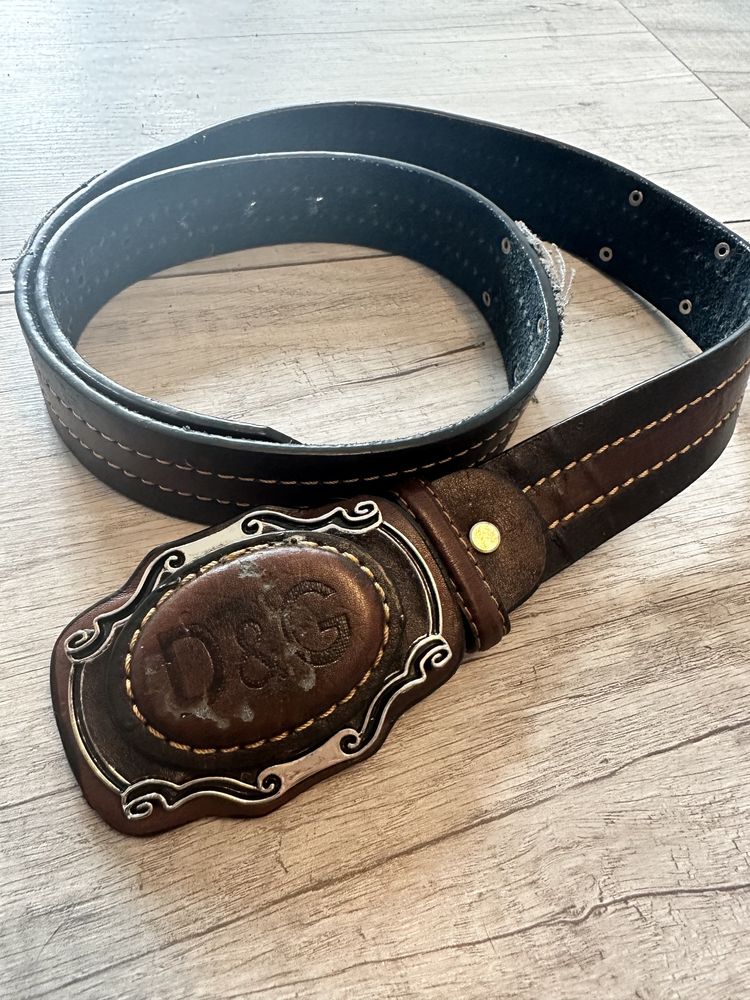 Dolce & gabbana pasek brązowy szyty 110 cm