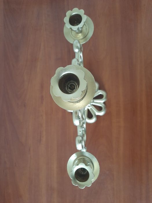 Канделябр 3 свечи, статуэтка Три Обезьяны (символ отказа зла) (мед