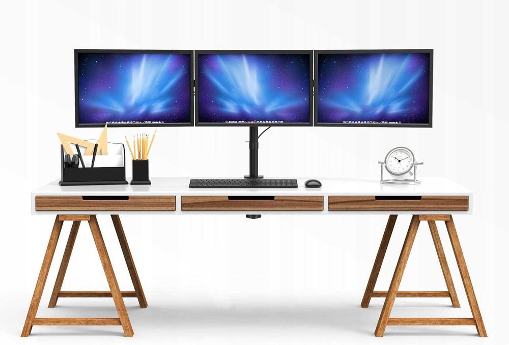 BONTEC Potrójny uchwyt do 3 monitorów 13-24 cali Stojak na Monitory