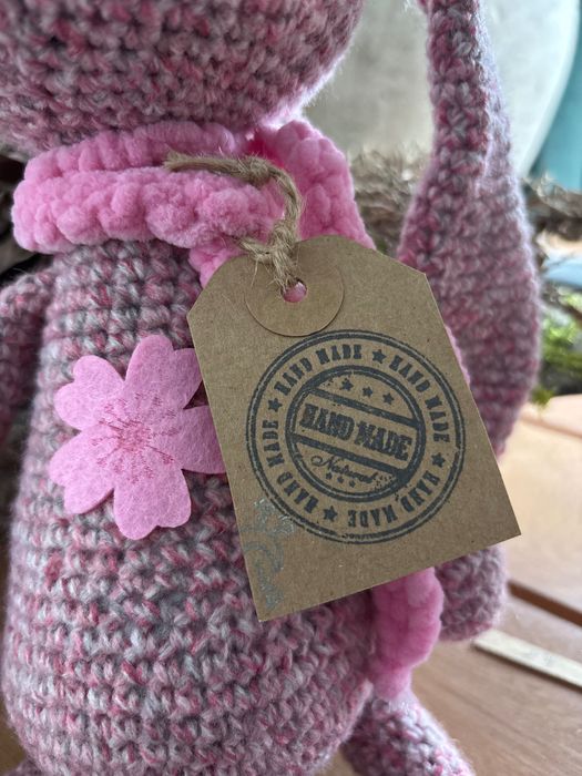 Króliczek z kwiatuszkiem hand made