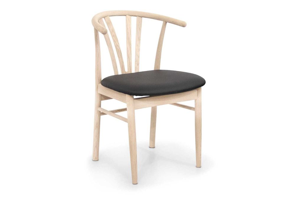 Krzesło Dewon z nieobrobionego buku i skóry