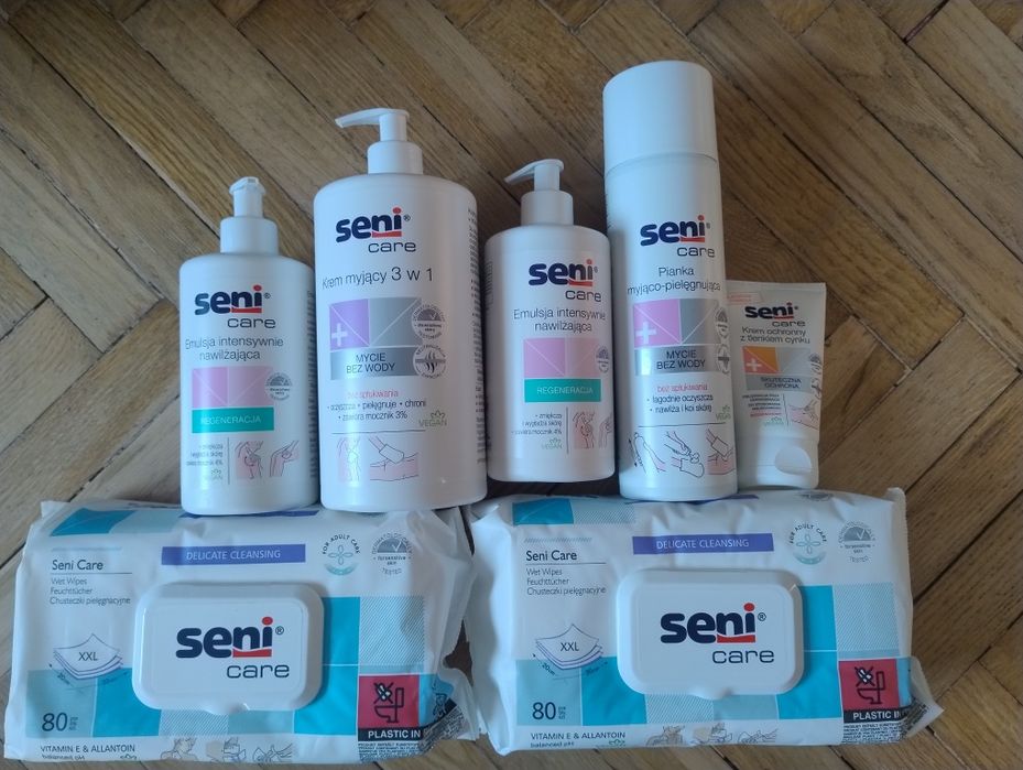 Zestaw kosmetyków SENI pianka emulsja krem chusteczki 7szt