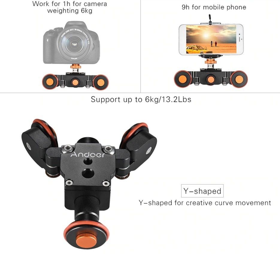 Andoer D4385 Slider 3 rodas autoDolly manual para máquina vídeo NOVO