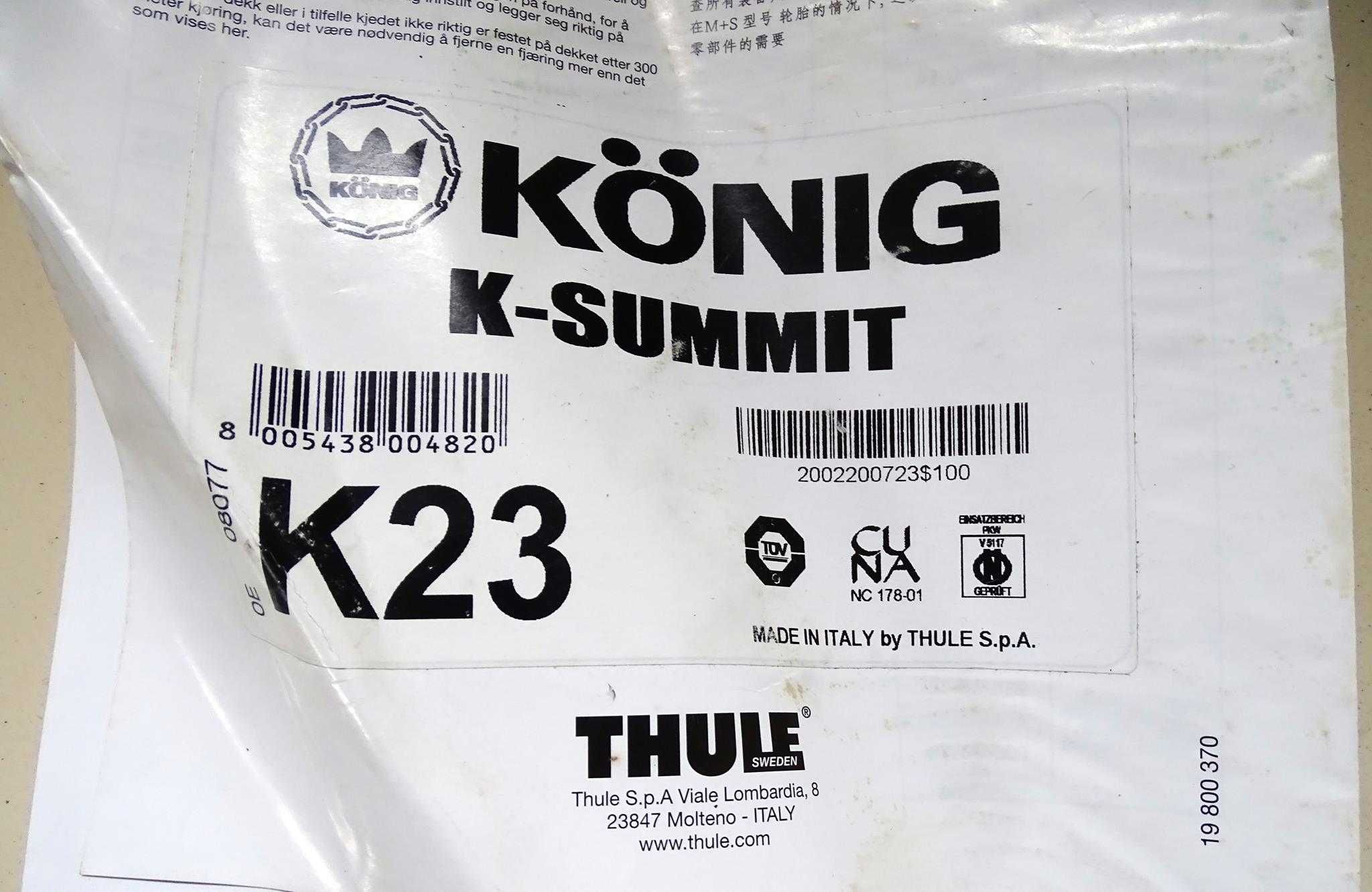 Łańcuchy śniegowe PREMIUM - THULE K-summit - rozmiar K23