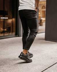 Spodnie męskie jeansy Olavoga Massino S M L czarne dziury