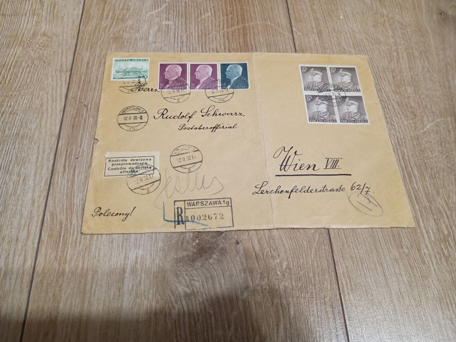 Sprzedam koperty że znaczkami z 1938 r.
