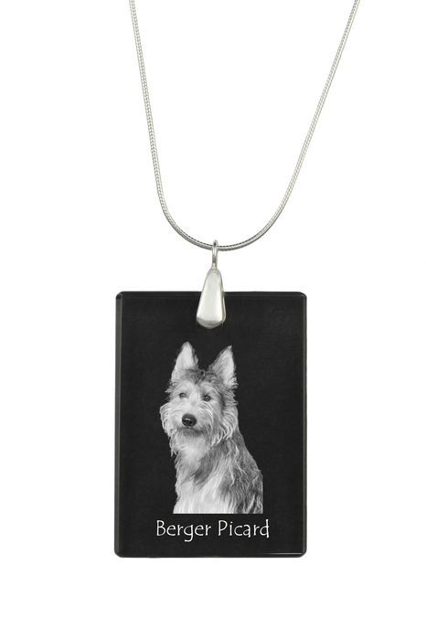 Owczarek pikardyjski naszyjnik kryształowy z psem Art-Dog