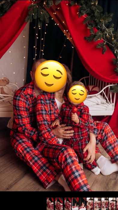 Піжама у клітинку, family look, новорічний лук