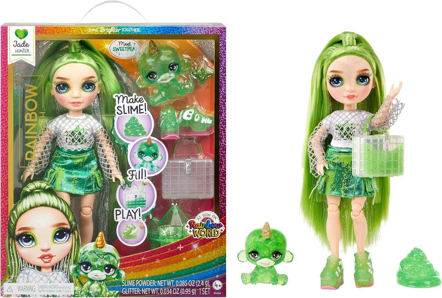 Rainbow High Jade Green Slime Kit & Pet  Рейнбоу Хай Джейд з слаймом