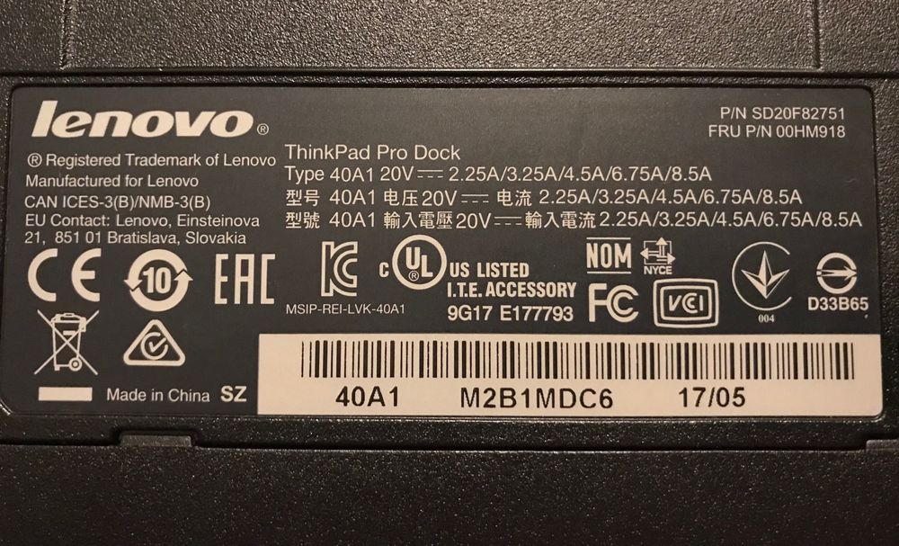 Base Lenovo ThinkPad Dock Docking Station