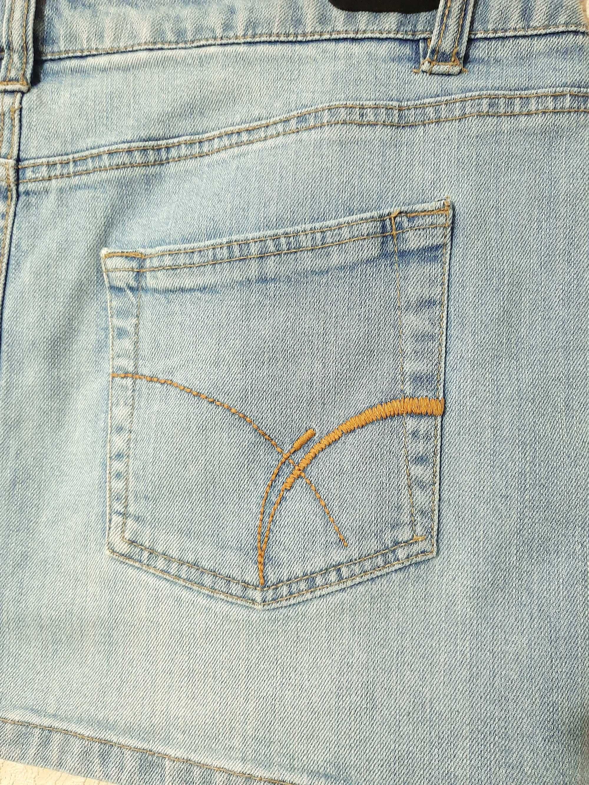 Брендова спідниця міні джинсова блакитна з кишенями жіноча котон