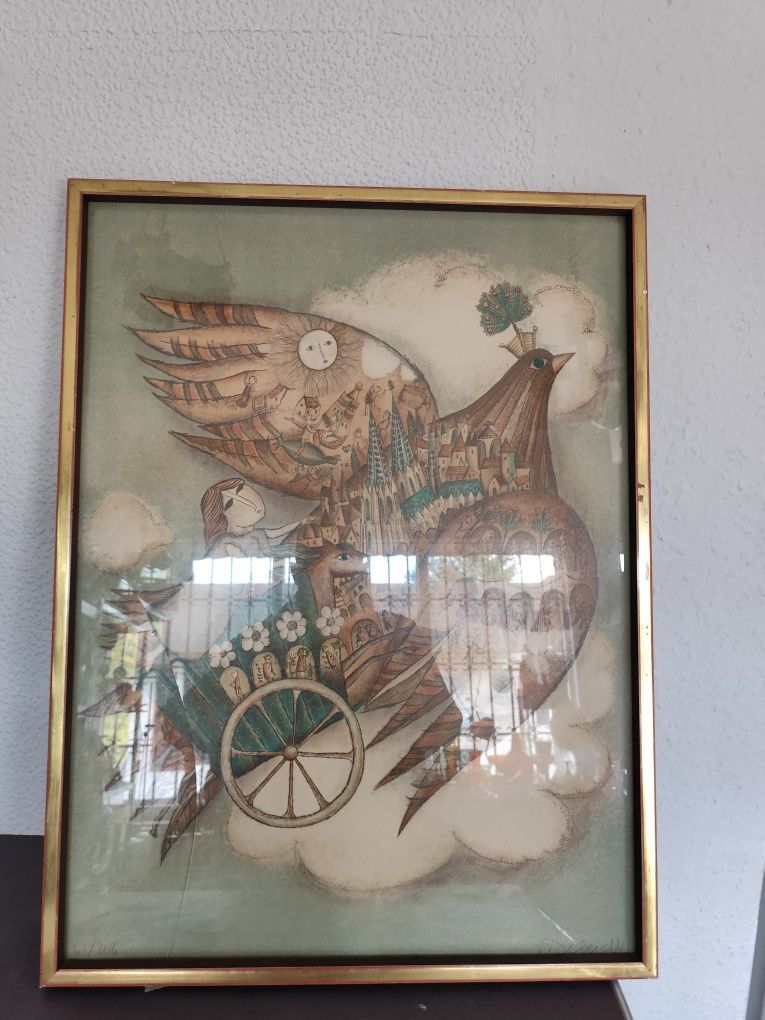Litografa Francoise Deberdt vintage retro prl